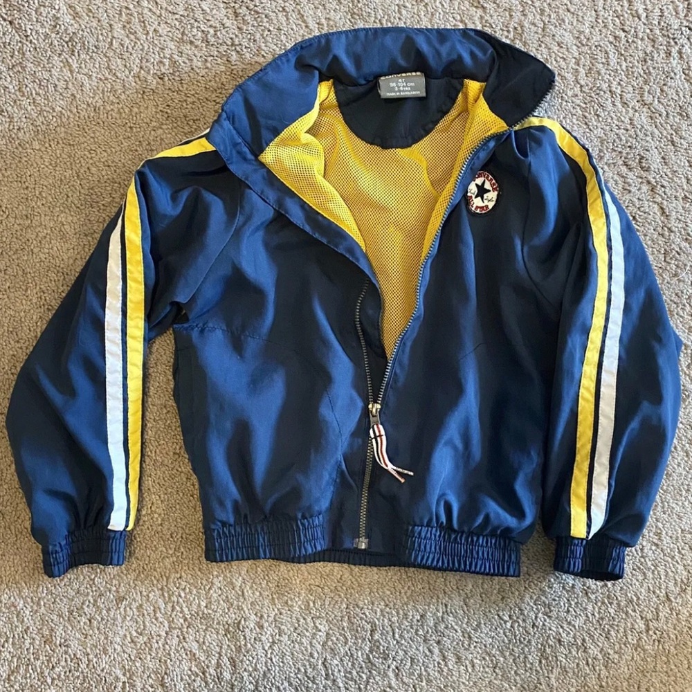 Converse all star boys full zip up lightweight  jacket navy blue Size 4T hooded